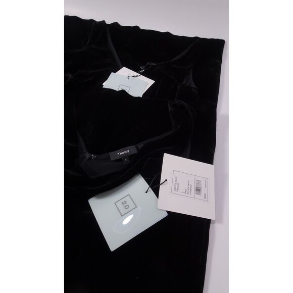 Theory Women's IWG Double V Dress B Black Ramona Velvet Sz S NWT 265 - Picture 11 of 12